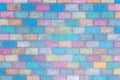 Close up. fragment of the wall of colored bricks. Royalty Free Stock Photo