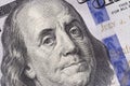 Close up of Franklin on one hundred dollars banknote