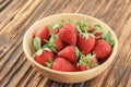 Freh Strawberry on Wooden Bowl