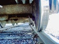 Underneath a Freight Train Close Up Royalty Free Stock Photo
