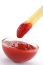 Close up of french fries with ketchup Royalty Free Stock Photo