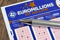 French games Euromillions grid filled in with a pen