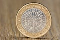 Close up of a French one euro coin