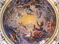 Close-up of the frescoed dome inside the Church of Santa Maria Immacolata delle Grazie in Bergamo