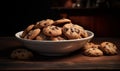 Close-up of fresh biscuits. Delicious homemade cookies stack Royalty Free Stock Photo