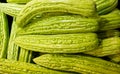 Close up of fresh bitter melon, selective focus.Heap of chinese bitter melon fruit Momordica charantia