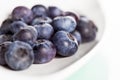 Close up of fresh blueberry on plate.