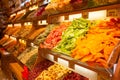 Close up of fresh candied fruits at market