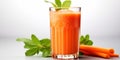 close up of Fresh Carrot Juice with vegetables, isolated on white background, copy space Royalty Free Stock Photo