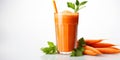 close up of Fresh Carrot Juice with vegetables, isolated on white background, copy space Royalty Free Stock Photo