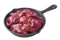 Close-up of fresh chicken liver in a pan Royalty Free Stock Photo