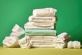 close-up of fresh, clean diapers and baby wipes