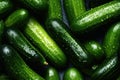 Close up of fresh cucumbers , top view, seamless pattern. Generative Ai