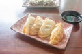 Close up fresh dumpling on plate