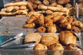 Close up Fresh fragrant bread on the table. Food concept Royalty Free Stock Photo