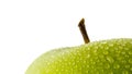 Close up fresh green Apple granny smith isolated on white background with water droplet Ã¢â¬â macro shoot Royalty Free Stock Photo