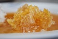 close up of fresh honey with comp in a jar Royalty Free Stock Photo