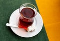 Close-up Of fresh hot Turkish tea with two sugar cubes Royalty Free Stock Photo