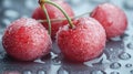 Close-up of fresh, juicy cherries with water droplets Royalty Free Stock Photo