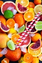 Close up of fresh juicy citrus fruits - oranges, mandarins, lemons and limes Royalty Free Stock Photo