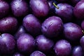 Close up of fresh juicy plums, top view, seamless pattern. Generative Ai