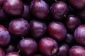 Close up of fresh juicy plums, top view, seamless pattern. Generative Ai