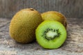 Close up fresh kiwi fruit on old wood background. Royalty Free Stock Photo