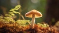 Close-up of a fresh mushroom with the texture of the cap