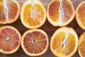 Close up of fresh oranges cut half Royalty Free Stock Photo