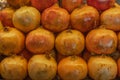 Close up of fresh pomegranates. Pomegranates in the market.