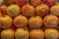 Close up of fresh pomegranates. Pomegranates in the market.
