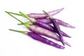 Close up of Fresh purple chilli, Purple \'Buena Mulata\' hot chili pepper on white background. Royalty Free Stock Photo