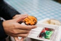 Close up fresh raw sea urchin, Uni or shabby or sashimi ingredients, Japanese style Royalty Free Stock Photo