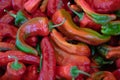 Close up of fresh Red Chili Peppers in Espanola New Mexico USA Royalty Free Stock Photo