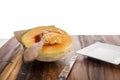 Close-up of a fresh ripe cantaloupe cut in half,seeds Royalty Free Stock Photo