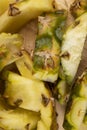 Close-up of a fresh ripe peeled pineapple peel