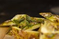 Close-up of a fresh ripe peeled pineapple peel