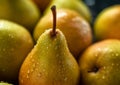 Close up fresh ripe sweet pears.Macro.AI Generative Royalty Free Stock Photo