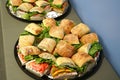Close up on fresh sandwich in the platter Royalty Free Stock Photo