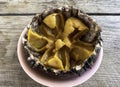 Close-up fresh sea urchin eggs (uni sashimi) in half shell, Japanese traditional food. Royalty Free Stock Photo