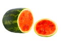 Close-up of a fresh sliced large watermelon isolated on a white Royalty Free Stock Photo