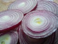 Close up of fresh sliced red onions Royalty Free Stock Photo