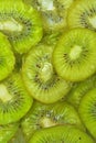 Close-up fresh slices of juicy kiwi fruit on white background. Slices of kiwi fruit in sparkling water on white Royalty Free Stock Photo