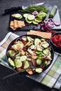 Close-up of a portion of cucumber salad