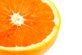 Close up of fresh sunkist orange isolated on white background