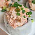 Close Up of Fresh Sushi Platter With Assorted Rolls and Nigiri