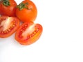 Close up of fresh tomatoes isolated white background Royalty Free Stock Photo