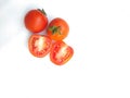 Close up of fresh tomatoes isolated white background Royalty Free Stock Photo