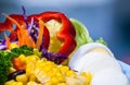 Close up of fresh vegetable and fruit salad Royalty Free Stock Photo