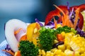 Close up of fresh vegetable and fruit salad Royalty Free Stock Photo